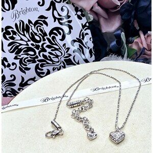 Brighton Petite Diamond Heart Silver-plated Crystal Short Necklace